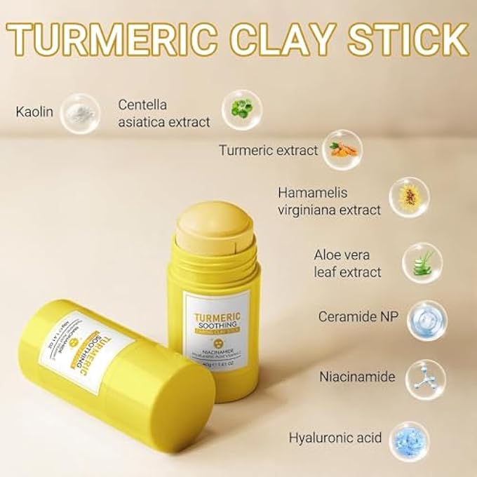 Domality 3-PIECE FACE MASK STICK SET, GREEN TEA FACE MASK, TURMERIC CLAY MASK, ROSE STICK FOR FACE, DEEP CLEANSING, REMOVES BLACKHEADS, SMOOTHS SKIN, REFINES PORES, CONTROLS OIL - Image 3